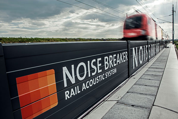 Noise Breaker, eine gleisnahe niedrige Lärmschutzwand