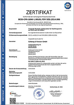 Zertifikat der Konformität der werkseigenen Produktionskontrolle für tragende Bauteile und Bausätze für Stahltragwerke Seite 1